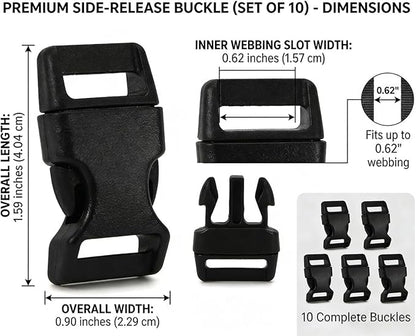 5/8" Black Plastic Side Release Buckle Curved Quick Release - Image 2