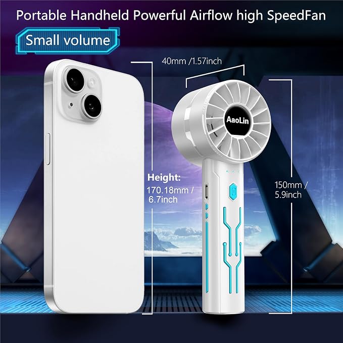 Portable High Speed Mini Handheld Fan, USB Rechargeable Neck Personal Mini Fan - Image 5