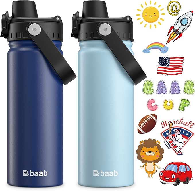 baab 18oz Kids Water Bottle, Insulated Kids Water Bottle by baabKidWatterBottle