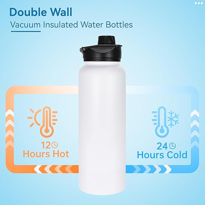VEGOND 40 oz Insulated Water Bottle Bulk Stainless Steel Metal Water Bottles - Image 3