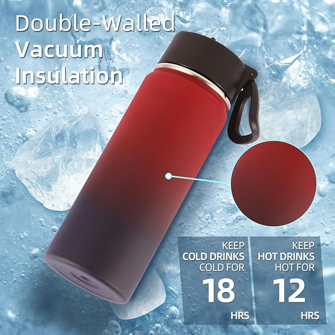 Volhoply 18oz Insulated Water Bottle Bulk 2 Pack, Kids Stainless Steel Water - Image 3