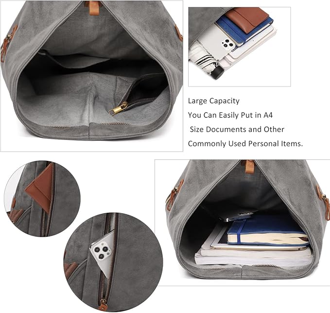 KL928 PU Leather Vintage Backpack – Large Casual Daypack Outdoor Travel - Image 4