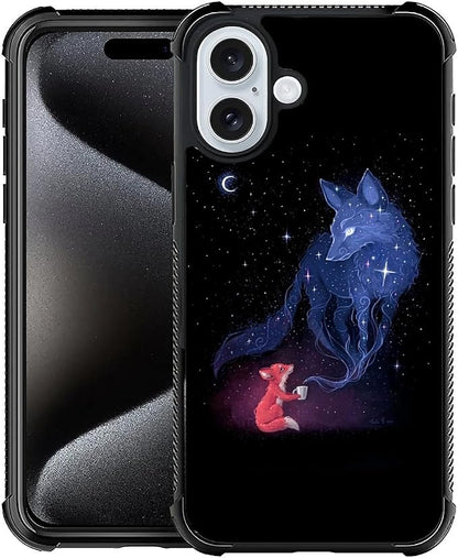 for iPhone 16 Plus Case, Galaxy Fox Wolf Pattern Graphic Design Girl Boy Soft by FKBRCL4U