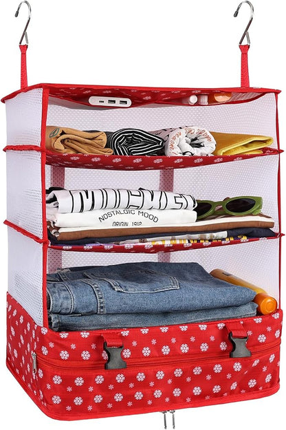 Surblue Hanging Closet Storage Bag Collapsible 3-Shelf Washable Oxford Fabric by SURBLUE
