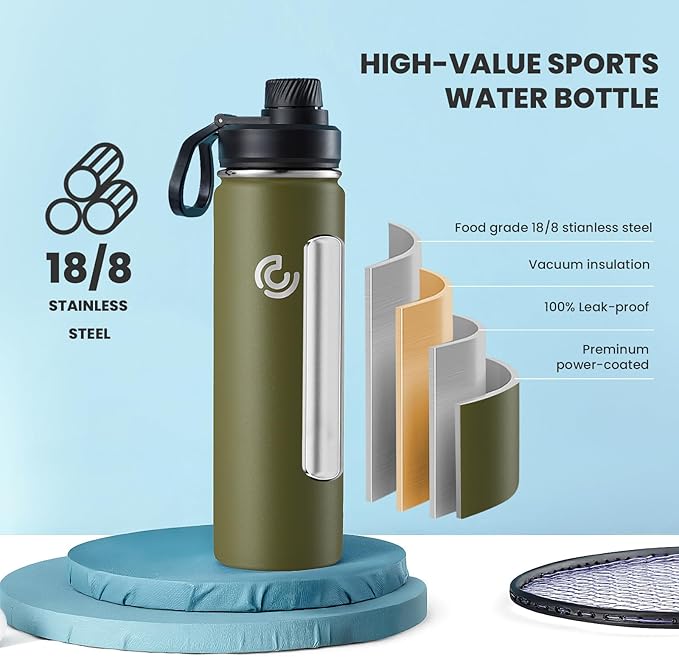 Sports Water Bottle 22oz, Insulated Water Bottle - Image 3