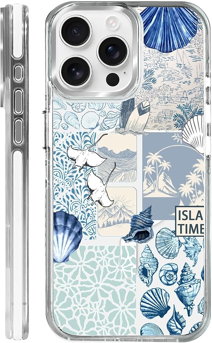 Case for iPhone 14 Pro Max, Sea Life Ocean Waves Seashell Collage Phone Case by Toulas