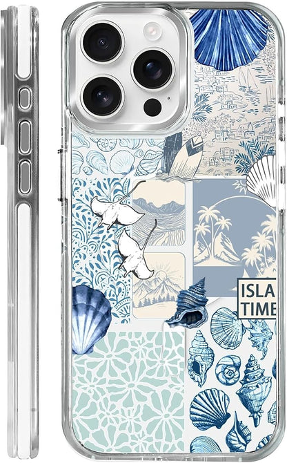Case for iPhone 13 Pro, Sea Life Ocean Waves Seashell Collage Phone Case by Toulas