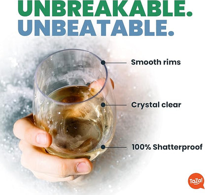 TaZa Outdoor Wine Glasses Stemless, 20oz Set of 4, Unbreakable Tritan Plastic - Image 2