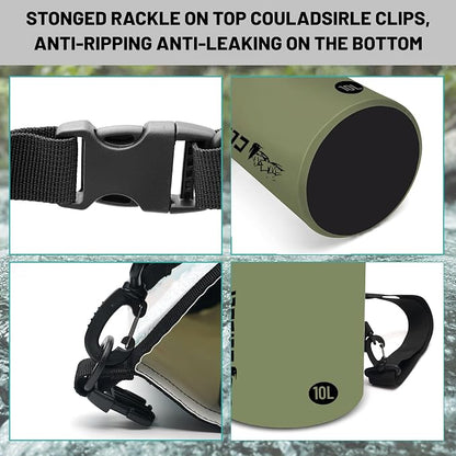 Waterproof Dry Bag, Roll Top Green Small Waterproof Backpack - Image 3