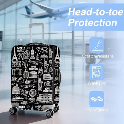 ANNA QUEEN Travel Seamless Pattern Luggage Cover -Stretchable Airplane Suitcase - Image 2