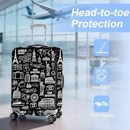 ANNA QUEEN Travel Seamless Pattern Luggage Cover -Stretchable Airplane Suitcase - Image 3