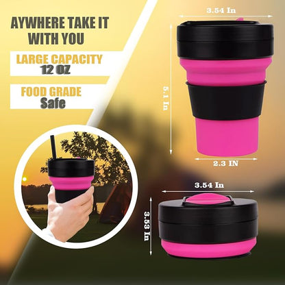 12 Oz Silicone Collapsible Travel Cup, Portable Silicone Water Bottle - Image 3