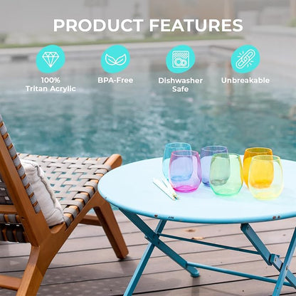 Premium Unbreakable Stemless Wine Glasses – Set of 6 BPA-Free Shatterproof - Image 4