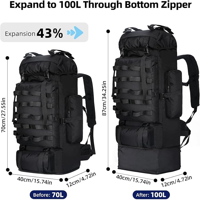 70L/100L Camping Hiking Backpack - Image 2