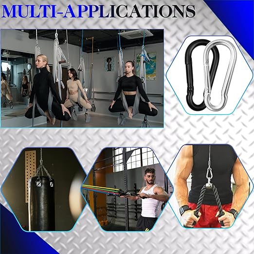 100 Pack 2" Spring Snap Hook Carabiners, M5 Galvanized Steel Black Small - Image 7
