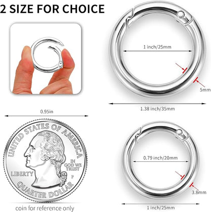 Gkeygo Key Ring Clip, 4/5 Inch Keychain Rings, 8 Pack Round Carabiner Clip - Image 4