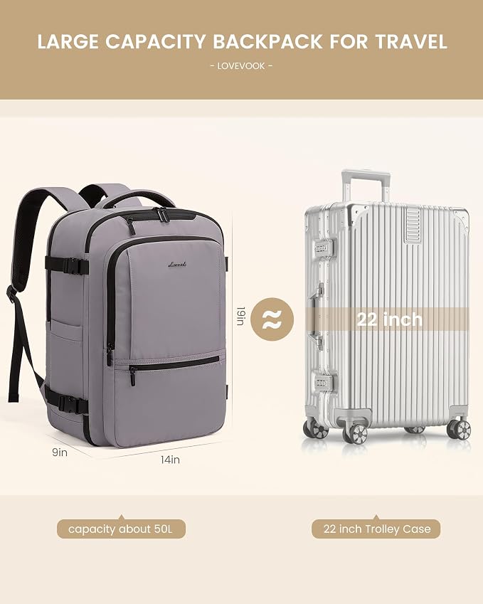 LOVEVOOK Travel Backpack for Women & Men, 50L Large Carry On Backpack Airline - Image 3