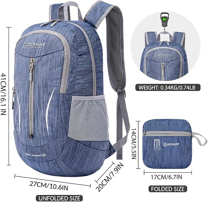 ZOMAKE 25L Ultra Lightweight Packable Backpack, Foldable Hiking Backpacks Water - Image 2