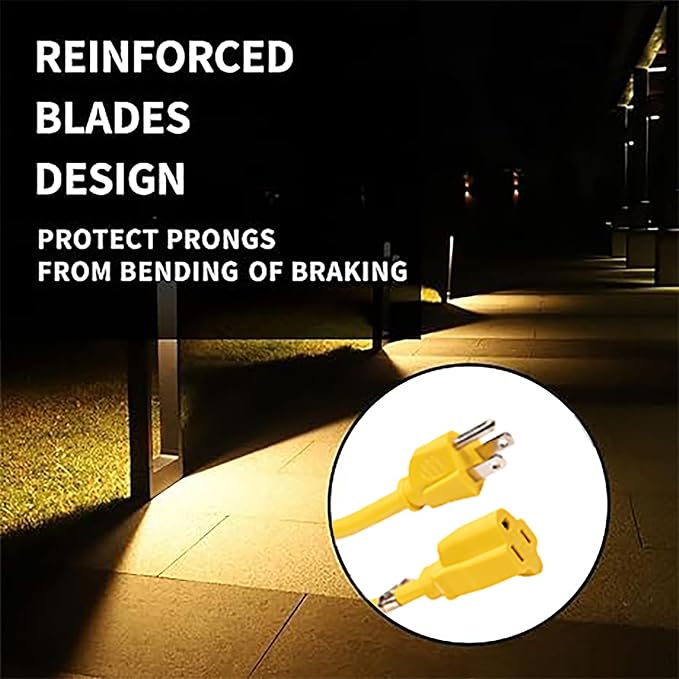 Indoor Outdoor Extension Cord Weatherproof, UL Certified, 10 Gauge 10FT Yellow - Image 4