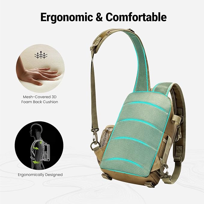 Piscifun Fishing Backpack with Rod Holder, Lightweight Sling Bag Storge Gear - Image 4