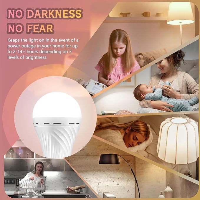 Emergency Rechargeable Light Bulbs, Battery Powered LED Light Bulb Daylight E26 - Image 7