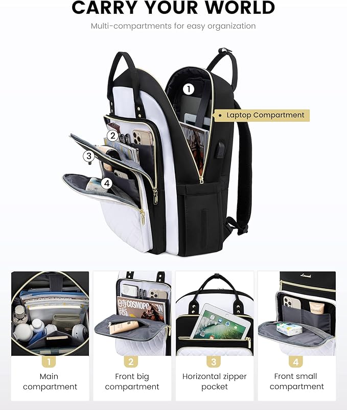LOVEVOOK Laptop Backpack for Women, Fashion Backpack Purse for Travel - Image 3