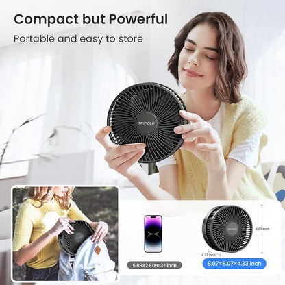 TriPole Portable Standing Fan, 8000mAh Rechargeable Oscillating Fan - Image 7
