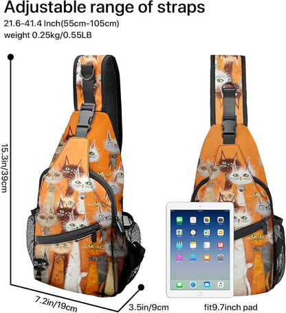 FyLybois Cat Sling Bag for Women Lightweight Crossbody Backpack Casual Daypack - Image 5