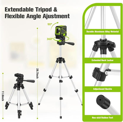 Laser Level with Tripod, 100 feet Green Cross Line Self Rotary Leveling Laser - Image 2