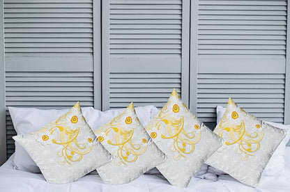 Ambesonne Daffodil Throw Pillow Cushion Case Pack of 4, Daffodils on Ornate - Image 2
