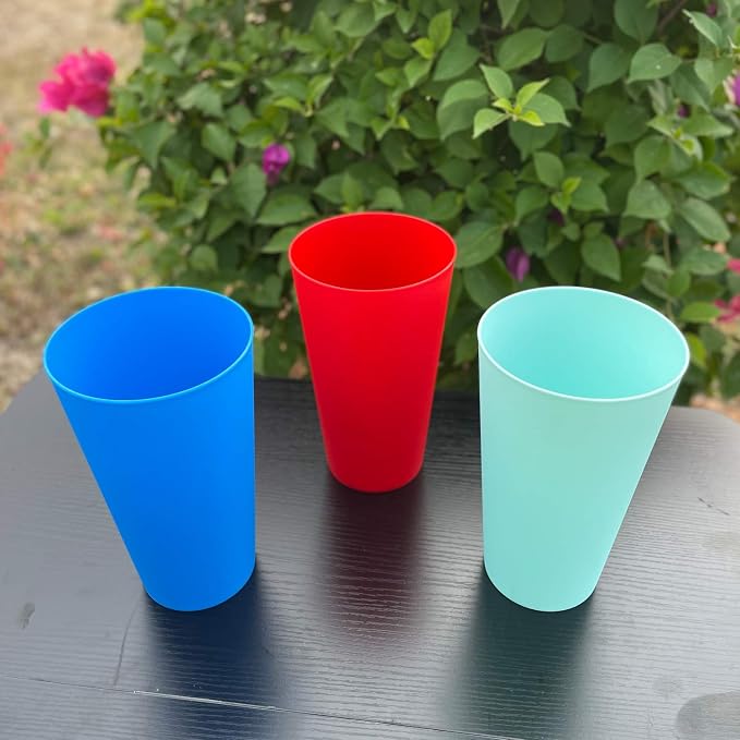 AOYITE 32 ounce Reusable Plastic Tumblers Set, BPA-Free and Dishwasher Safe - Image 8
