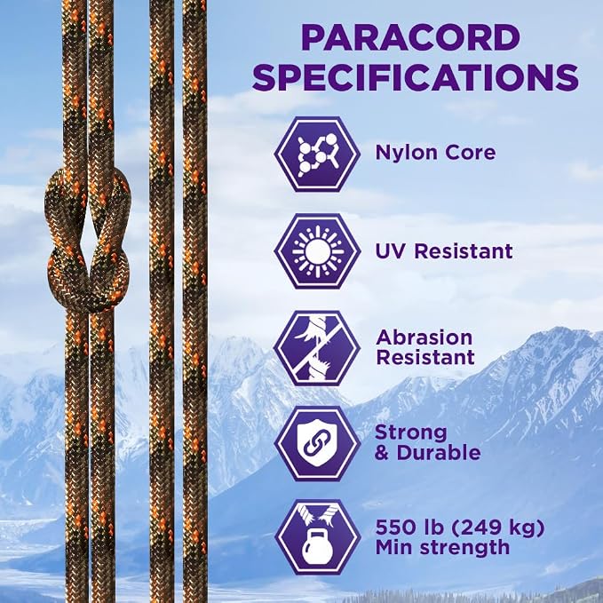 TECEUM Reflective Paracord Rope 1000 – 1000ft/200ft/100ft/50ft – 40+ Colors – - Image 3