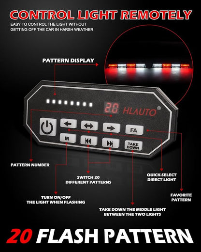 HLauto 604N Emergency Dash Strobe Lights: 2x16.8 inch Red White Security Light - Image 5