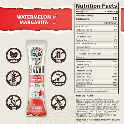 Salud 2-in-1 Hydration Packets + Immunity Electrolytes Powder, Watermelon - Image 3