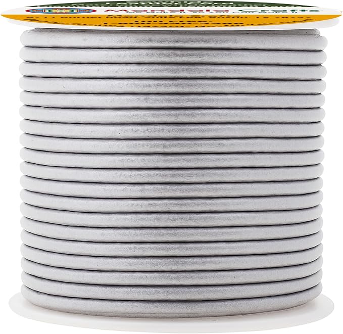 Mandala Crafts Round Genuine Silver Leather Cord - Image 2