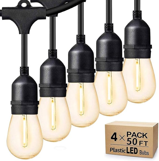 Svater Outdoor String Lights 200 FT, E26 Socket, 1 Watt Dimmable 2700K Warm by Svater