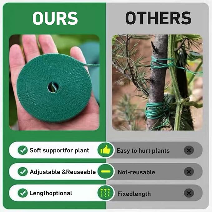 1/2inch 82ft Garden Tie Green Tape, Hitotsu Reusable Plant Tape, Nylon Plant - Image 6