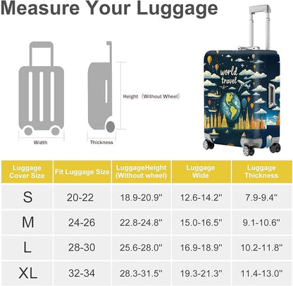 ANNA QUEEN World Travel Luggage Cover, Adventure Theme Suitcase Protector - Image 4