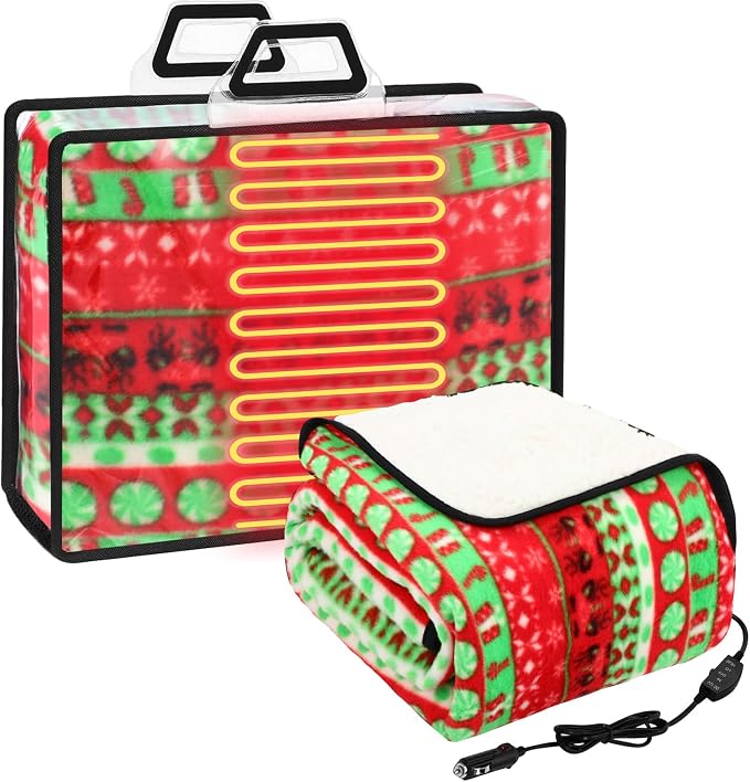 Riakrum 12V Heated Blanket for Car by Riakrum