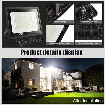 4Pack LED Flood Light Outdoor, 250W LED Work Light 26500lmwith 6FT US Plug - Image 6