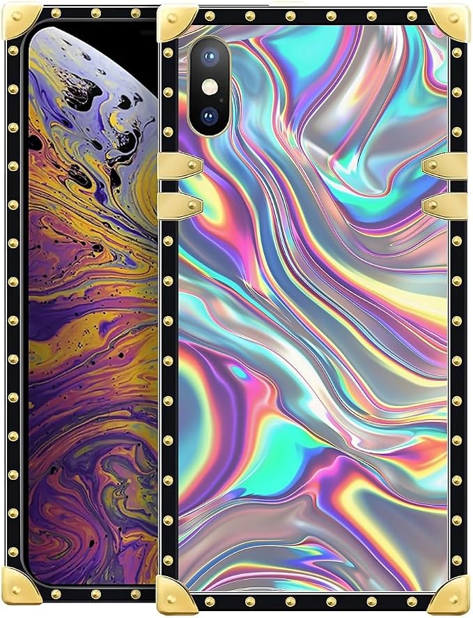 Compatible with iPhone Xs Max Case, Holographic Abstract Iridescent Textures by Unknown