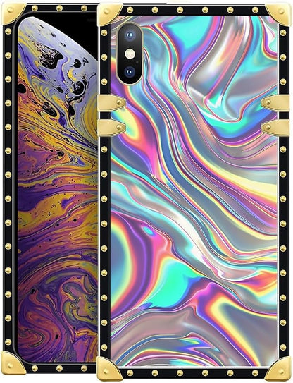 Compatible with iPhone Xs Max Case, Holographic Abstract Iridescent Textures by Unknown
