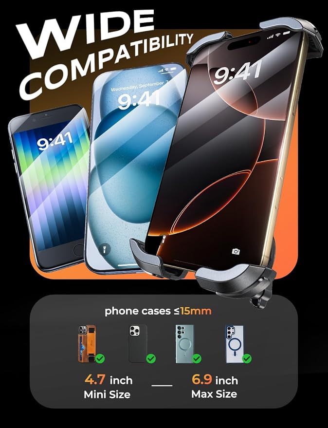 Zewdov Motorcycle Phone Mount, Upgrade Bike Phone Holder, 360° Rotatable Phone - Image 6
