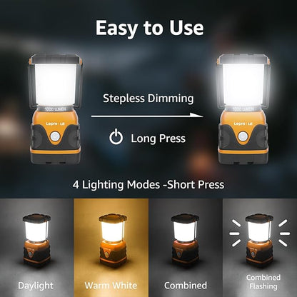 Lepro 1000LM Battery Powered LED Camping Lantern, Camping Essentials, - Image 3