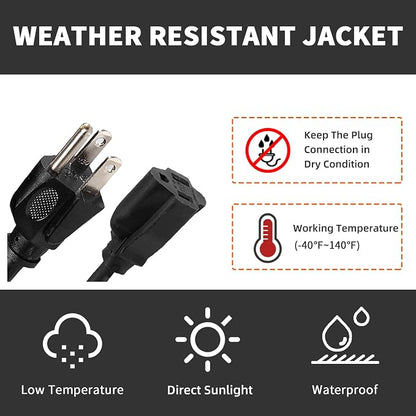 Extension Cord, UL Certified, 16 Gauge 1FT Black 3 Prong Heavy Duty, 16/3 SJTW - Image 6