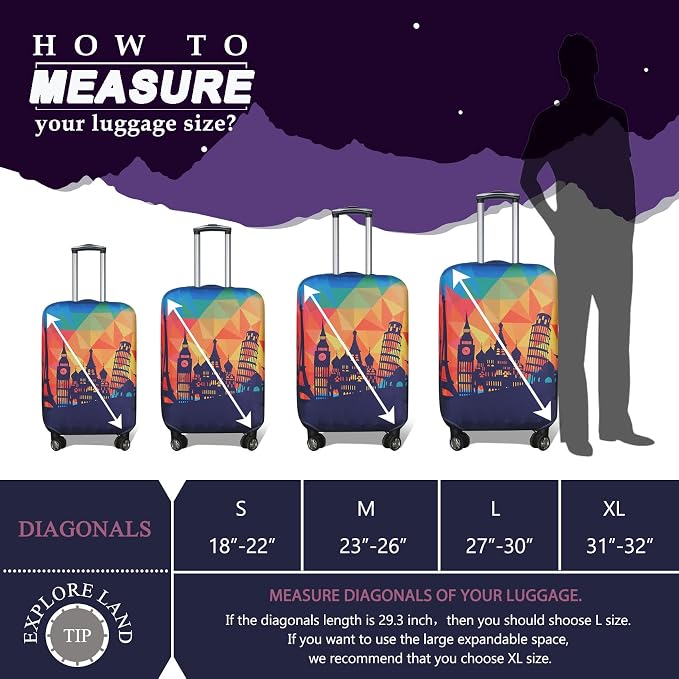 Explore Land Travel Luggage Cover Suitcase Protector Fits 18-22 Inch Case - Image 6