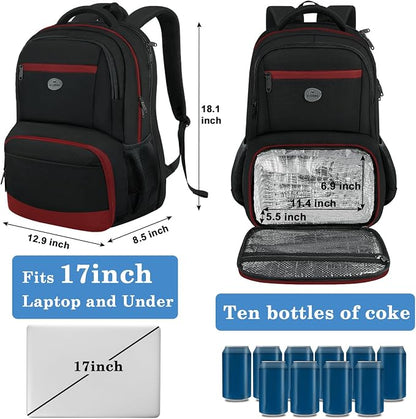 MATEIN Mens Backpack with Lunch Box, Sturdy Padded 17 Inch Laptop Backpack - Image 4