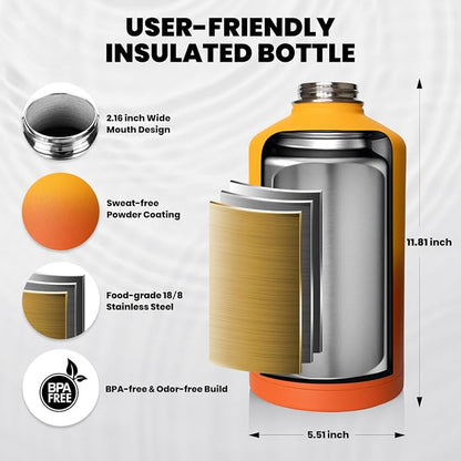 RAYMYLO One Gallon Water Bottle Insulated, Triple Walled Vacuum Stainless Steel - Image 5