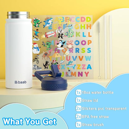 baab 18oz Kids Water Bottle, Insulated Water Bottle - Image 7