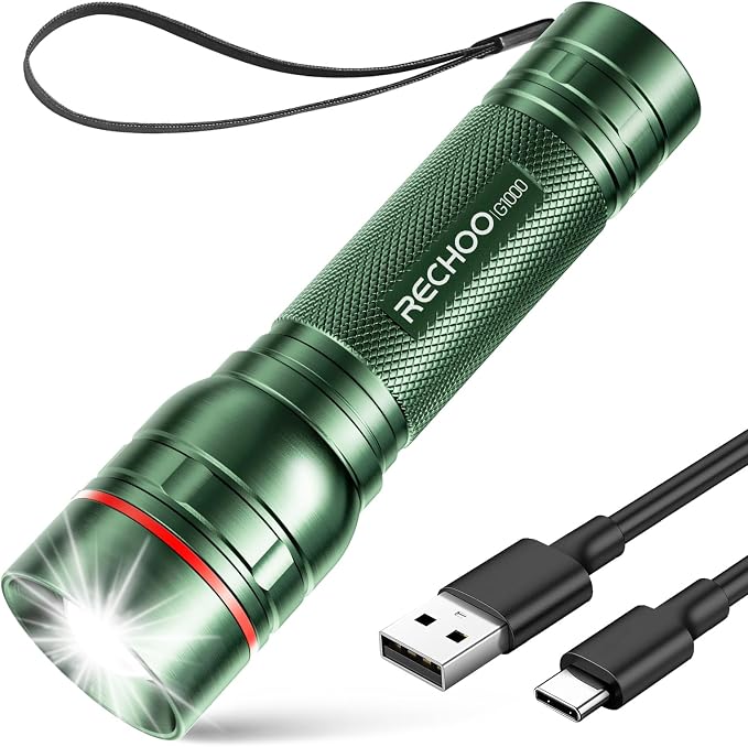 Rechargeable Flashlights High Lumens, G1000 Super Bright Flash Light, Small by RECHOO
